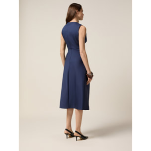 Oltre - Vestito midi con fiocco laterale - Blu