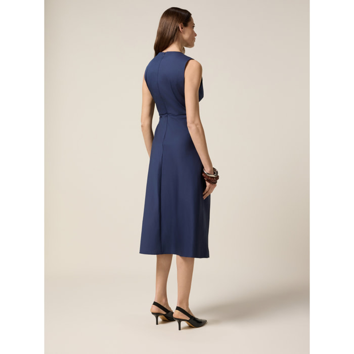 Oltre - Vestito midi con fiocco laterale - Blu