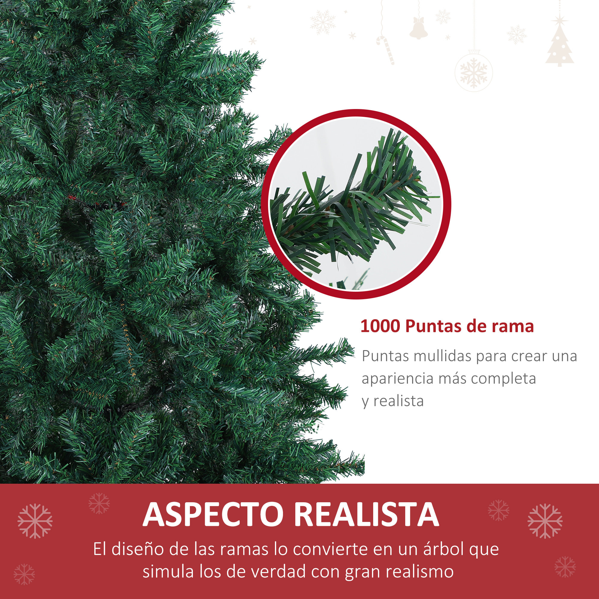 árbol de Navidad con 1000 Ramas de PVC ÃÂ¤102x180cm Verde