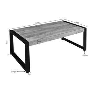 Table basse rectangulaire en bois et métal MILORA