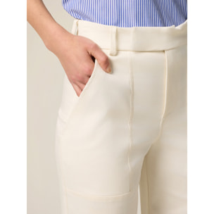 Oltre - Pantaloni palazzo misto lyocell - Bianco