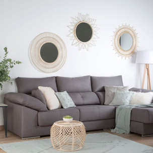 Aveiro miroir rond mural en rotin naturel