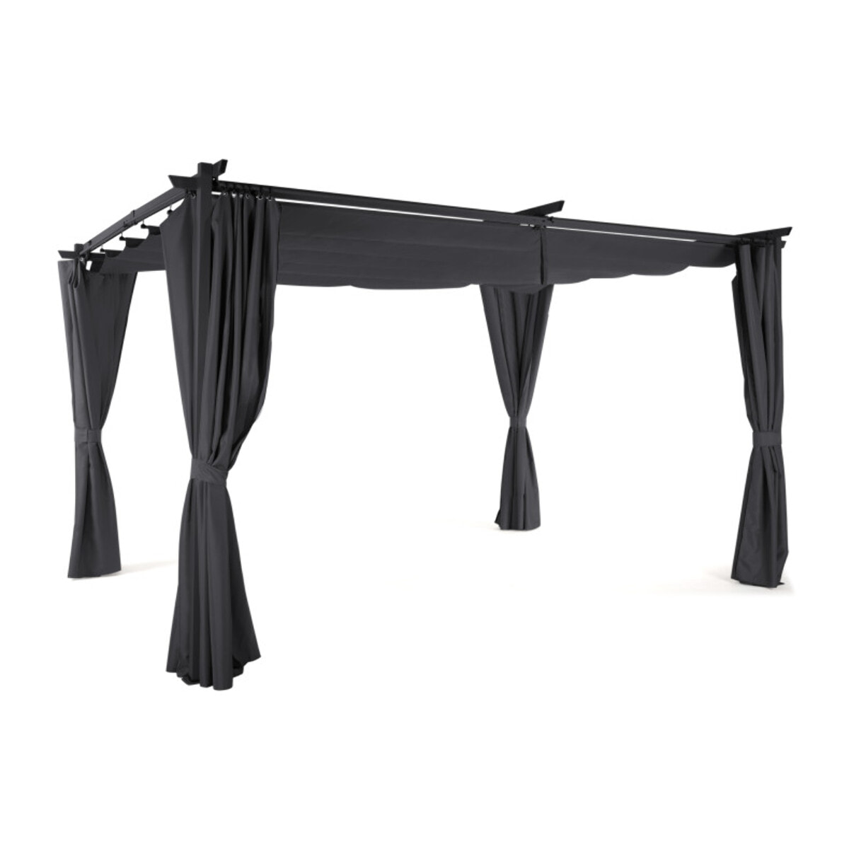 Pergola Marina 3x4m toit rétractable + 4 rideaux