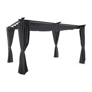 Pergola Marina 3x4m toit rétractable + 4 rideaux