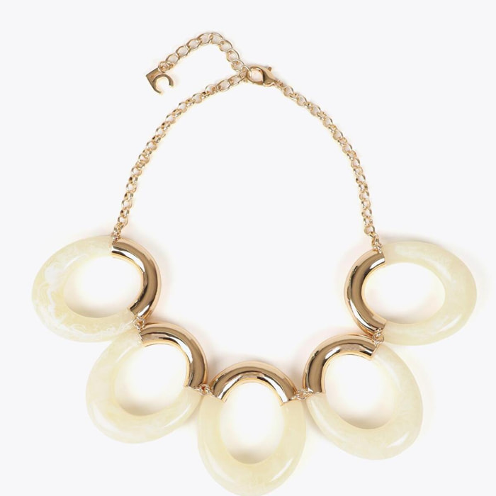 Collana Ovalini Combinati Acrilico e Metallo