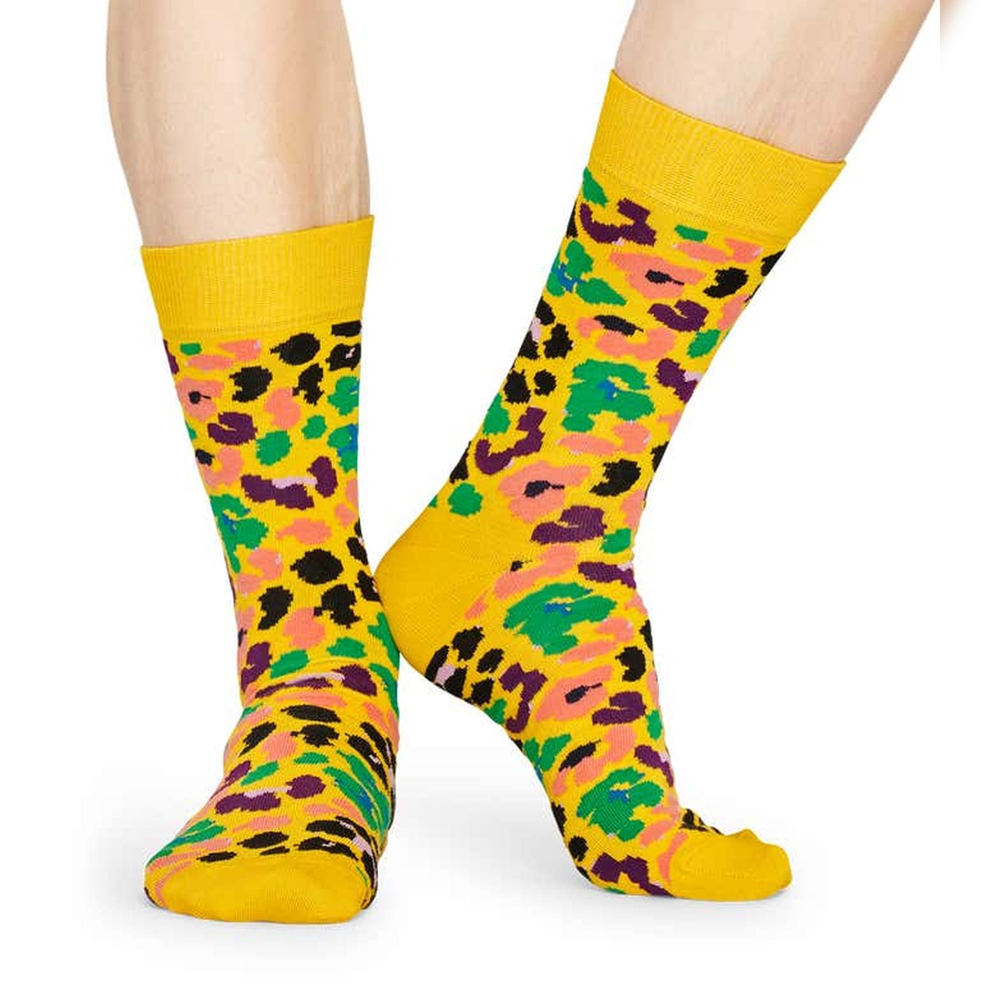 Calcetines multi leopard _x000D_
diseño leopardo amarillo