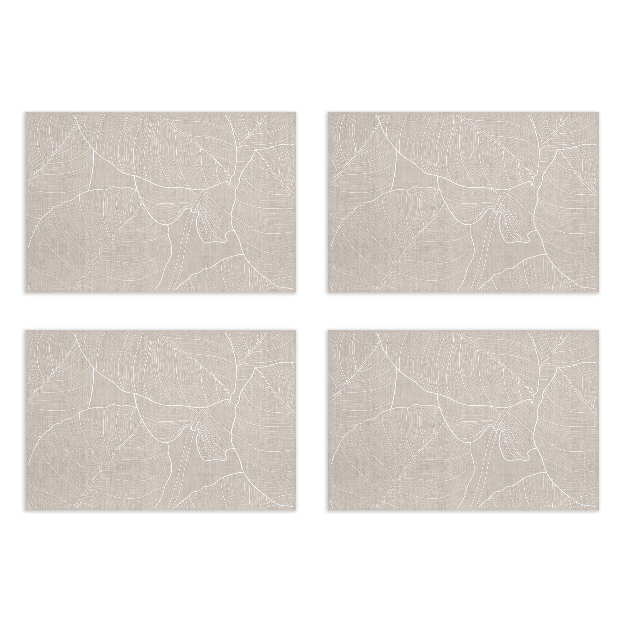 Set de 4 individuales de vinilo CERAMIKO, Hojas beige 4u-30x45 cm