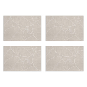 Set de 4 individuales de vinilo CERAMIKO, Hojas beige 4u-30x45 cm