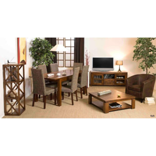 LAUREN - Étagère marron 3 cases 40 cm croisillons bois Mindi