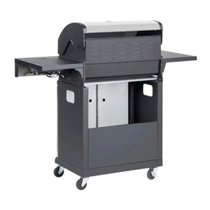 Barbacoa de gas con 4+1 quemadores y termómetro integrado.