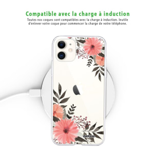 Coque iPhone 11 360 intégrale transparente Fleurs roses Tendance Evetane.