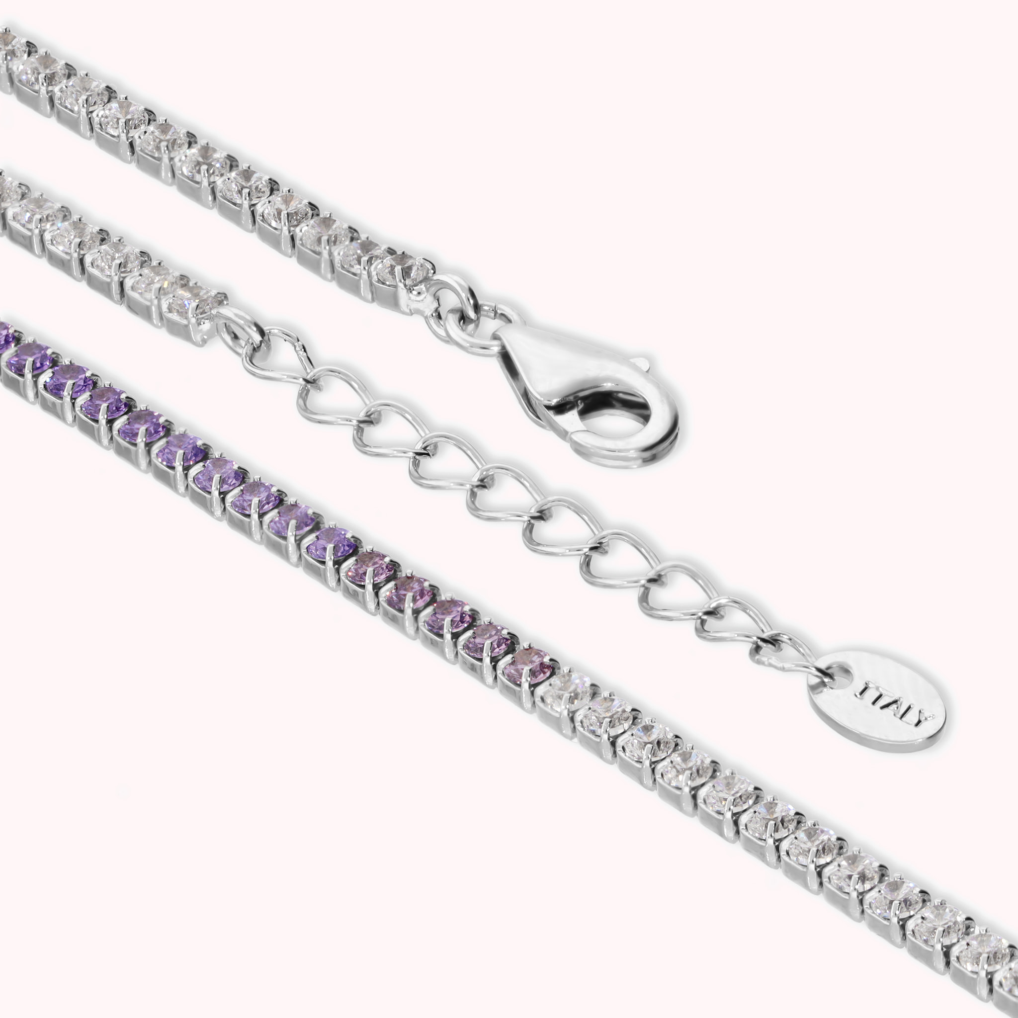 Bracciale Tennis con Cubic Zirconia Viola Effetto Degradé