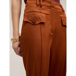 Motivi - Pantalones flare con bolsillos - Naranja sol
