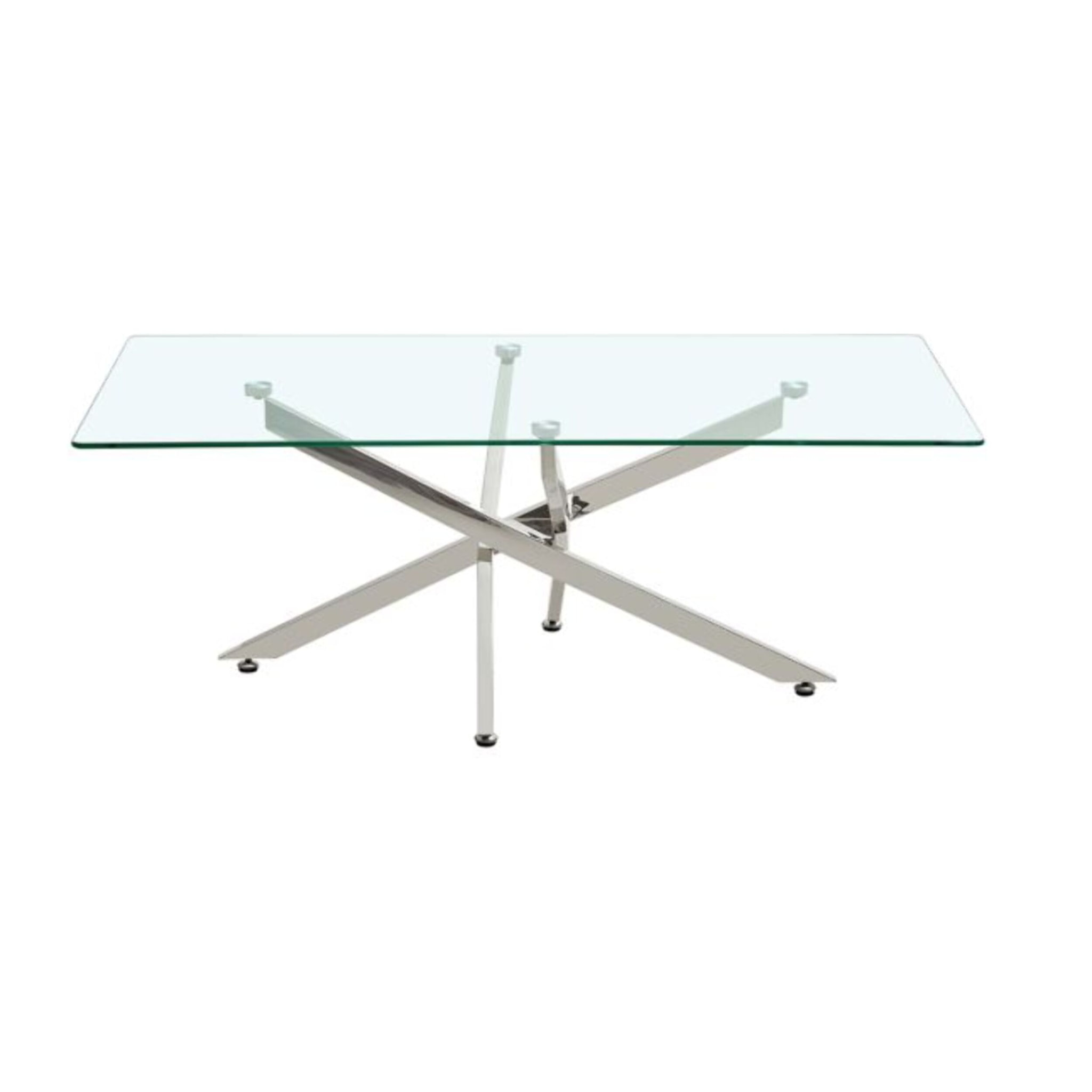 Table basse L. 120 cm en verre trempé et pied en métal chromé - BENTI