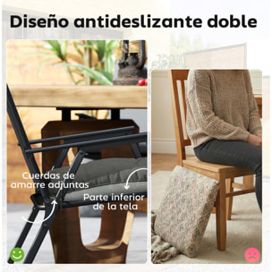 Set de 4 Cojines para Sillas, Cojines para Jardín, Colchones de Silla con Lazos y Base Antideslizante, Impermeables, Protección UV30+, para Interior y Exterior, 39,5x39,5x10 cm, Gris Oscuro