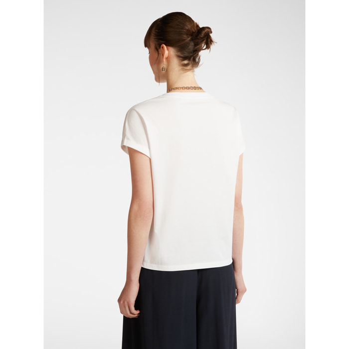 Elena Mirò - T-shirt con ricamo floreale - Bianco