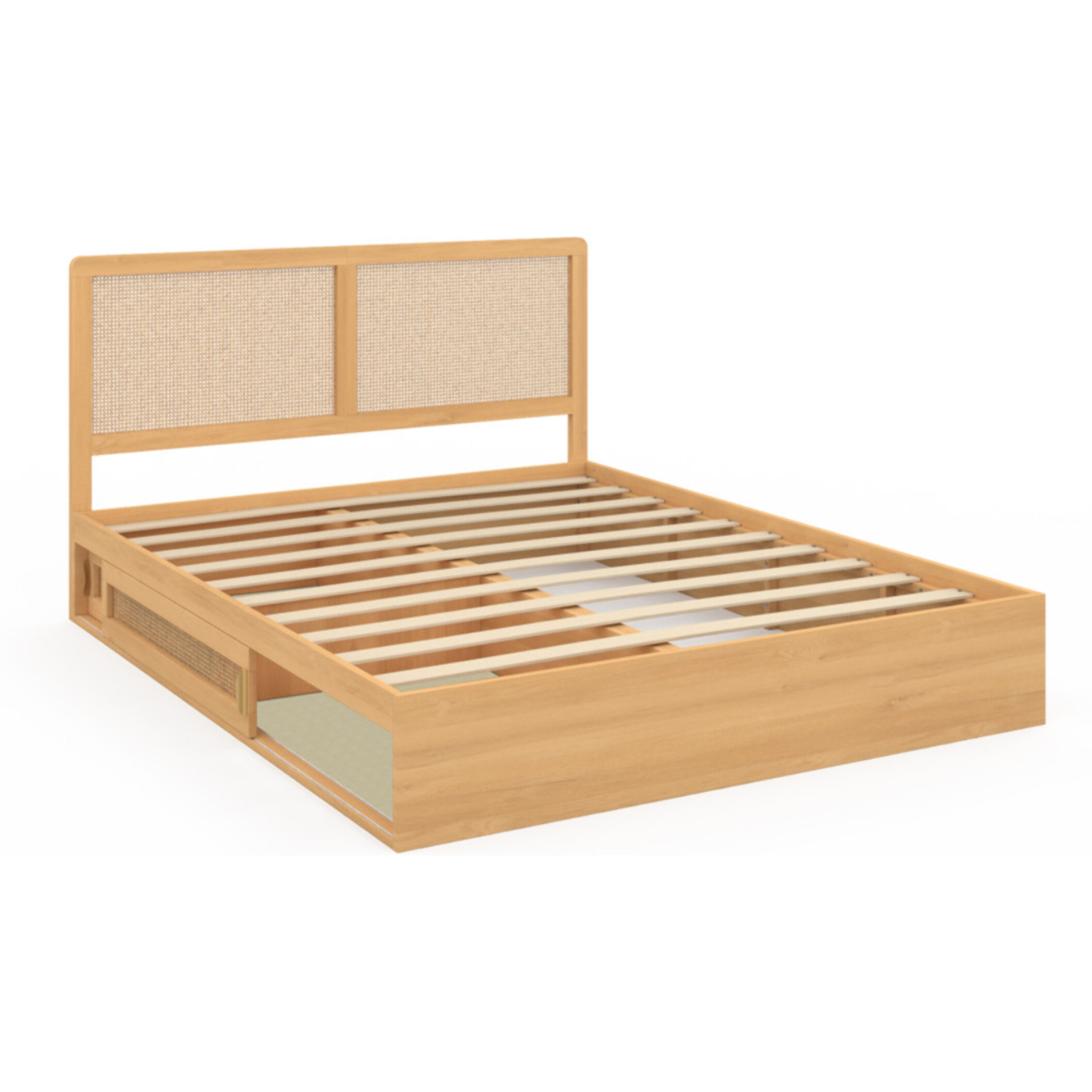 Lit Eve 160x200cm cannage et tiroirs coulissants