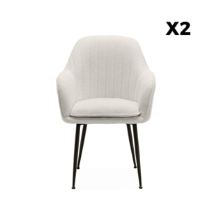 Fauteuil bouclette et pieds métal (lot de 2) SHELLA