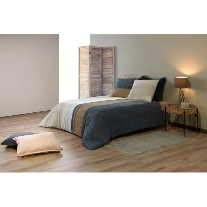 Parure housse de couette en coton beige