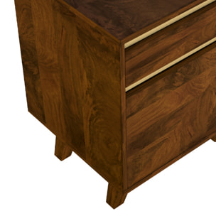 Table de chevet en bois détails dorés, 1 tiroir et 1 porte - Tripoli