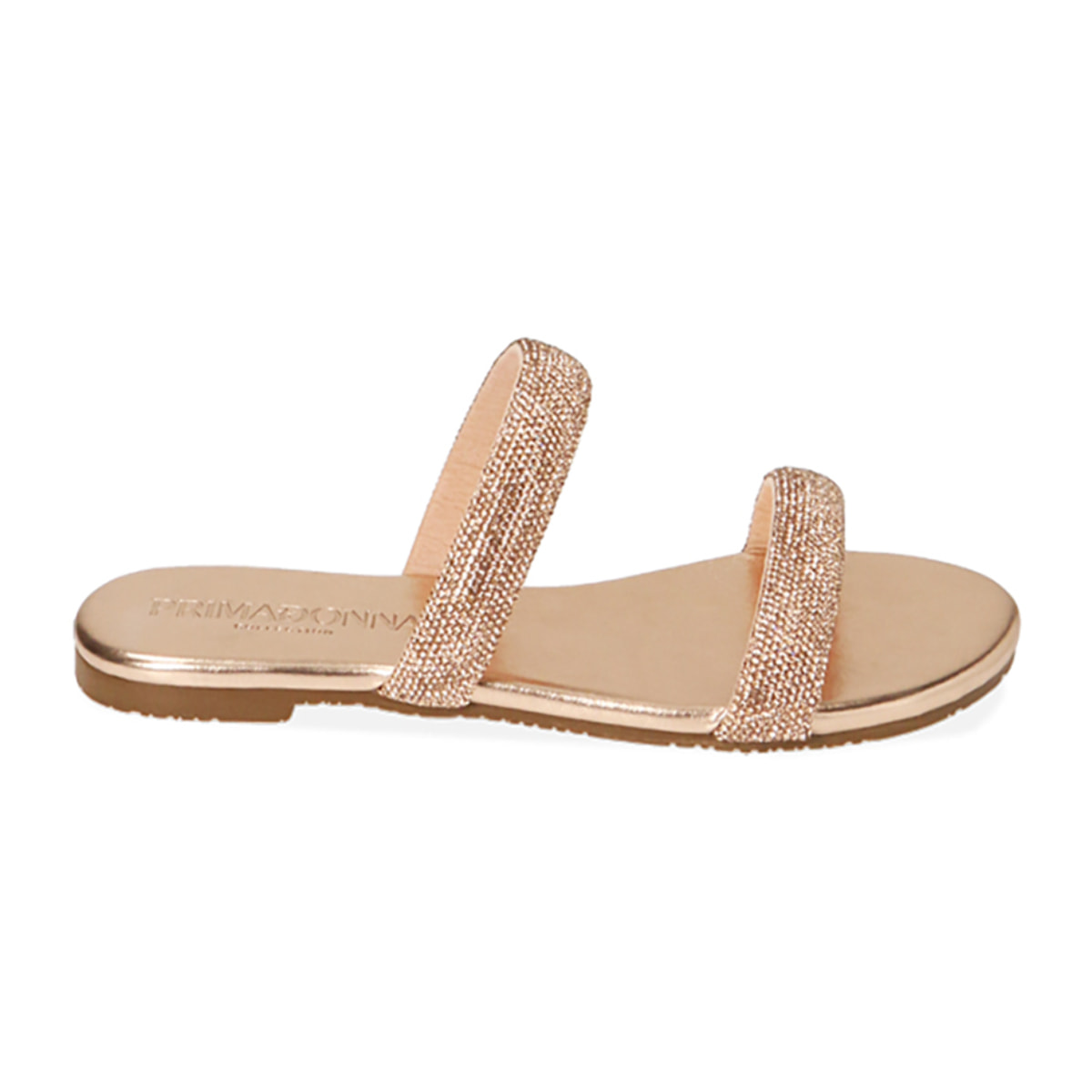 Sandalias planas de oro rosa