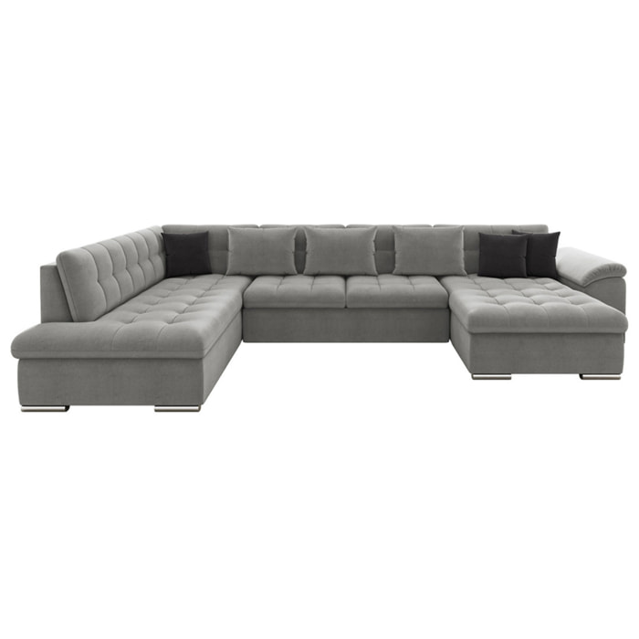 Chuck - canapé panoramique XXL - convertible avec coffre - 7 places - gauche - Gris