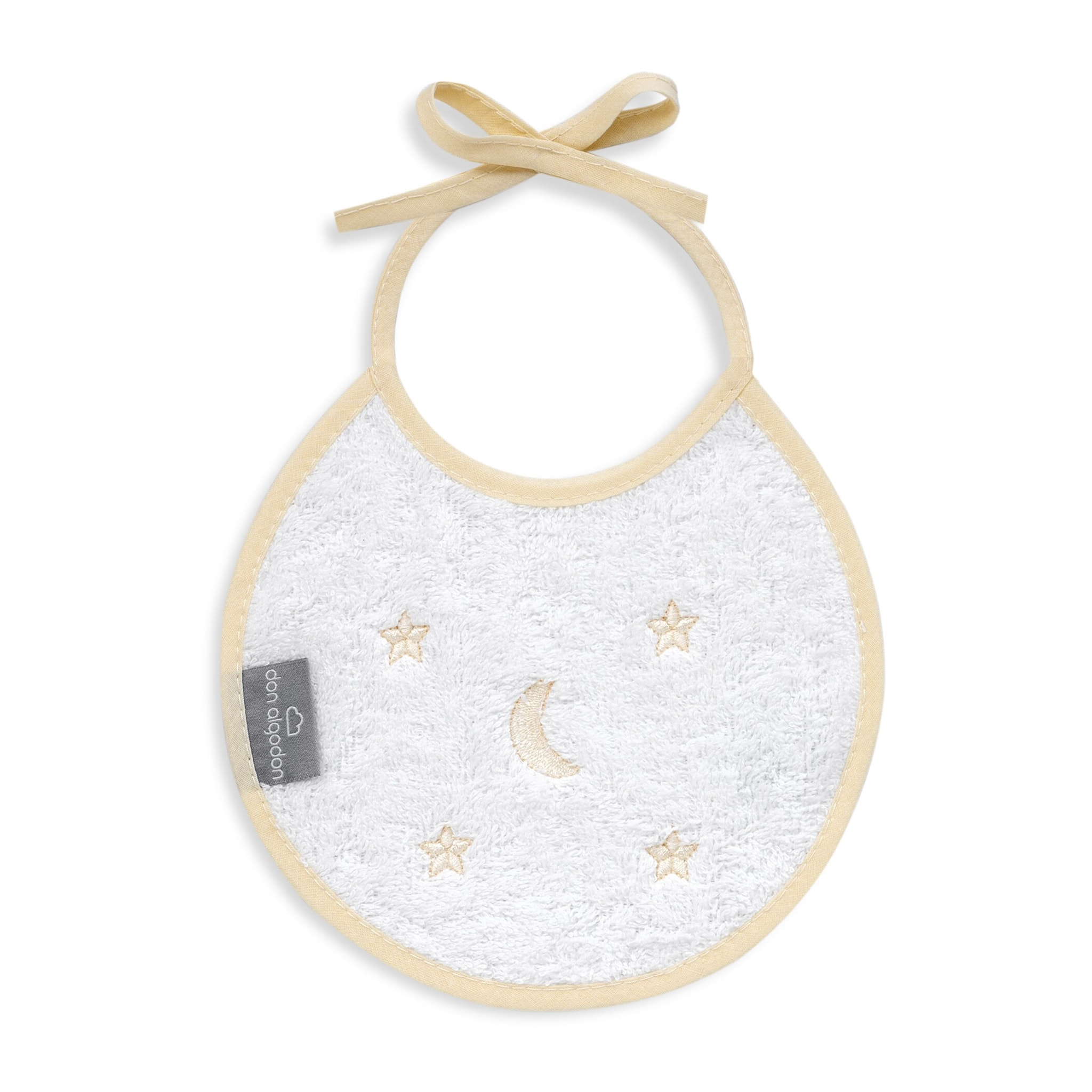 Pack 2 Baberos Don Algodon 20X20 Modelo Estrellas Luna Bco/Beig