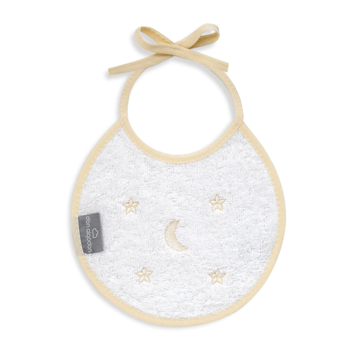 Pack 2 Baberos Don Algodon 20X20 Modelo Estrellas Luna Bco/Beig