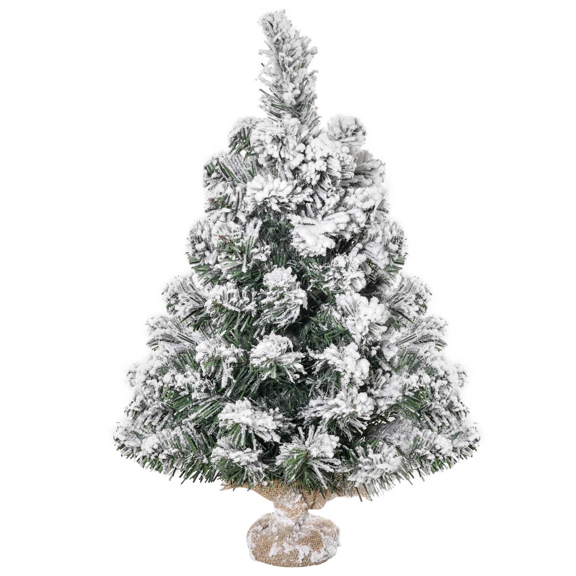 HOMCOM árbol de Navidad Artificial 60 cm con 67 Ramas Ignífugas y Base de Cemento Decoración Navideña para Mesa Escritorio Oficina Ø32x60 cm Verde y Blanco