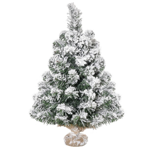 HOMCOM árbol de Navidad Artificial 60 cm con 67 Ramas Ignífugas y Base de Cemento Decoración Navideña para Mesa Escritorio Oficina Ø32x60 cm Verde y Blanco