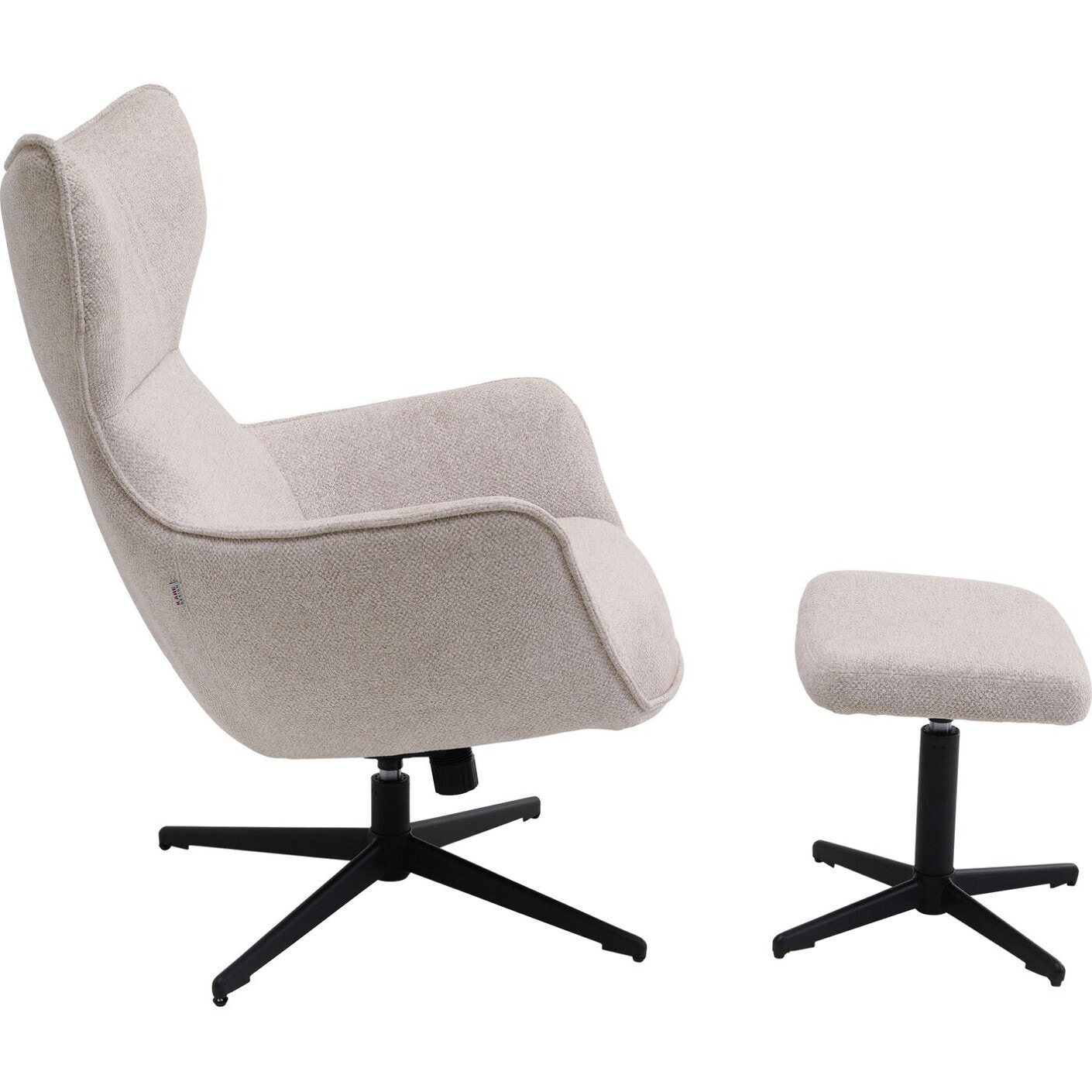 Fauteuil pivotant et repose-pieds Jules beige Kare Design