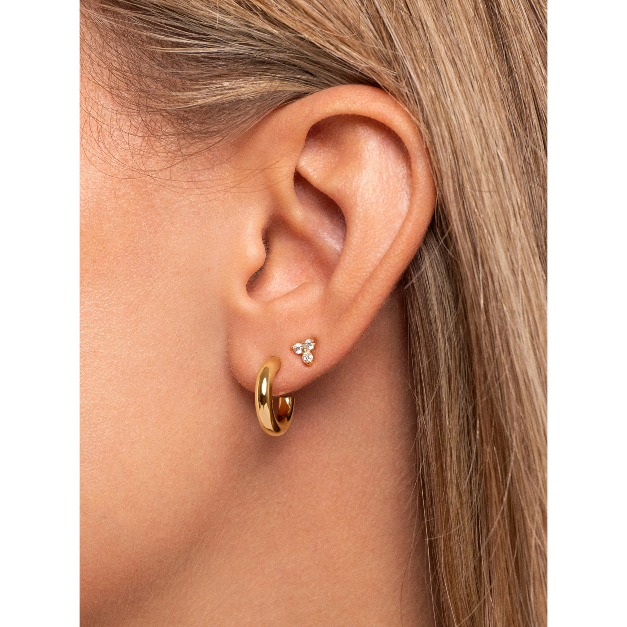 Orecchino Singolo Clover Argento Placcato Oro