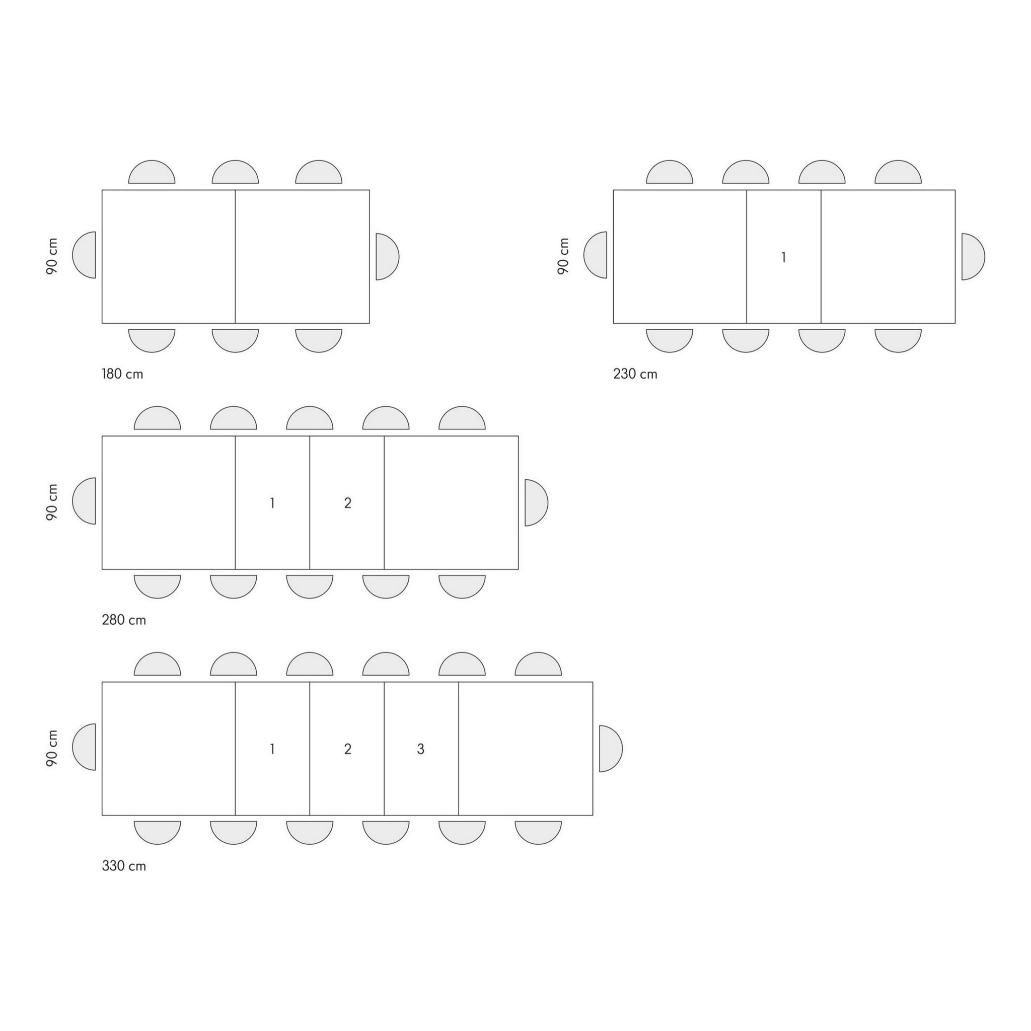 Tavolo GALLIPOLI in legno nobilitato effetto rovere rustico con gambe a X in legno antracite, allungabile 180x90 cm - 480x90 cm