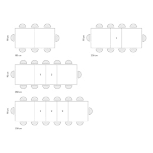 Tavolo GALLIPOLI in legno nobilitato effetto rovere rustico con gambe a X in legno antracite, allungabile 180x90 cm - 480x90 cm