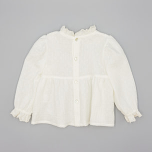 Camisa Blanca De Muselina Plumeti