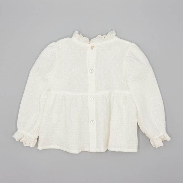 Camisa Blanca De Muselina Plumeti
