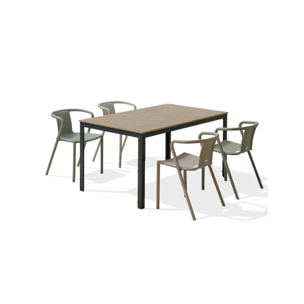 BOSTON - Ensemble repas de jardin 4 places en aluminium gris anthracite