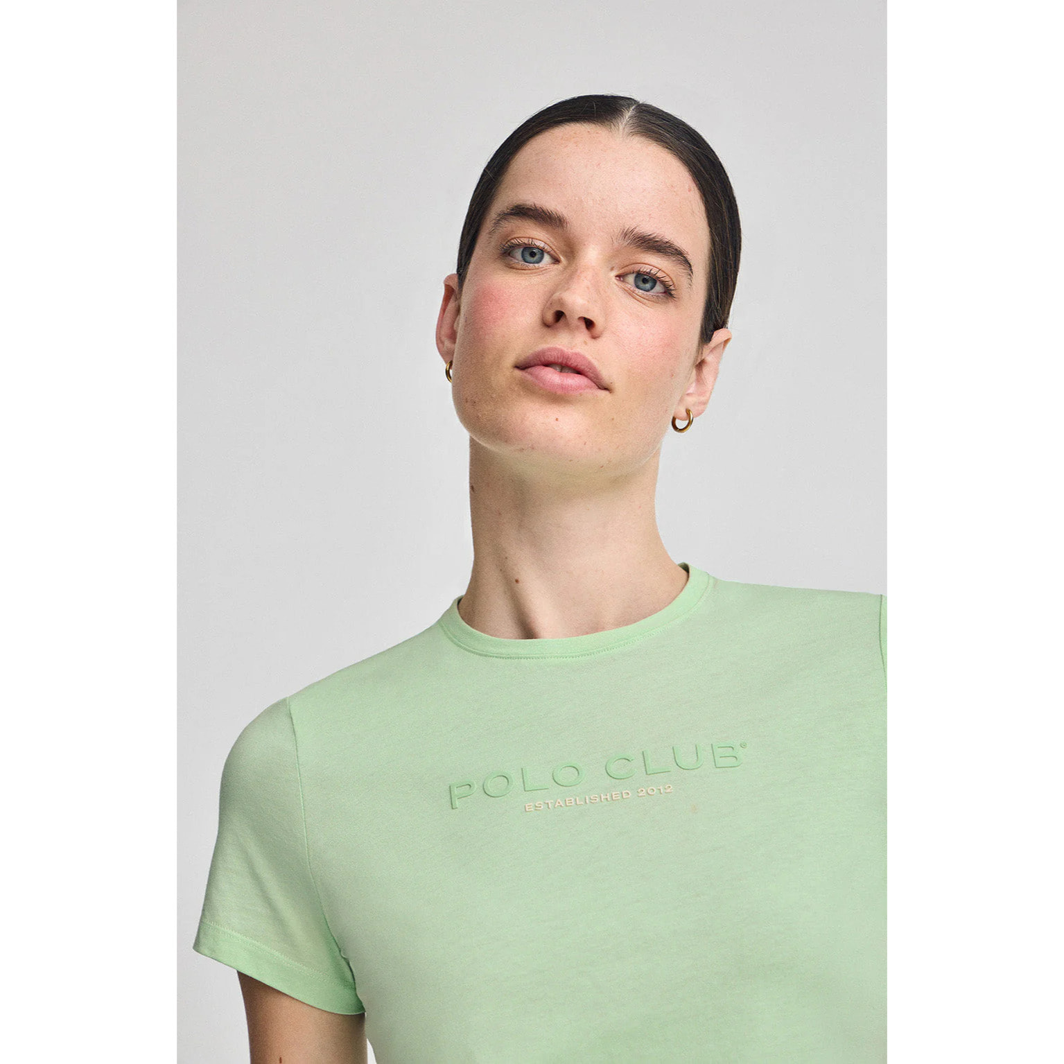 Maglietta basic menta con logo in gomma Polo Club