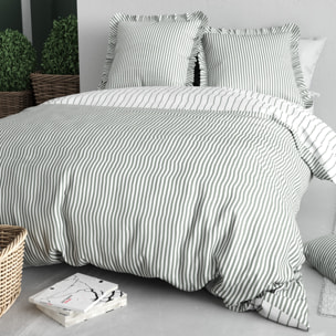 Parure housse de couette imprimé 100% coton - napoli - vert