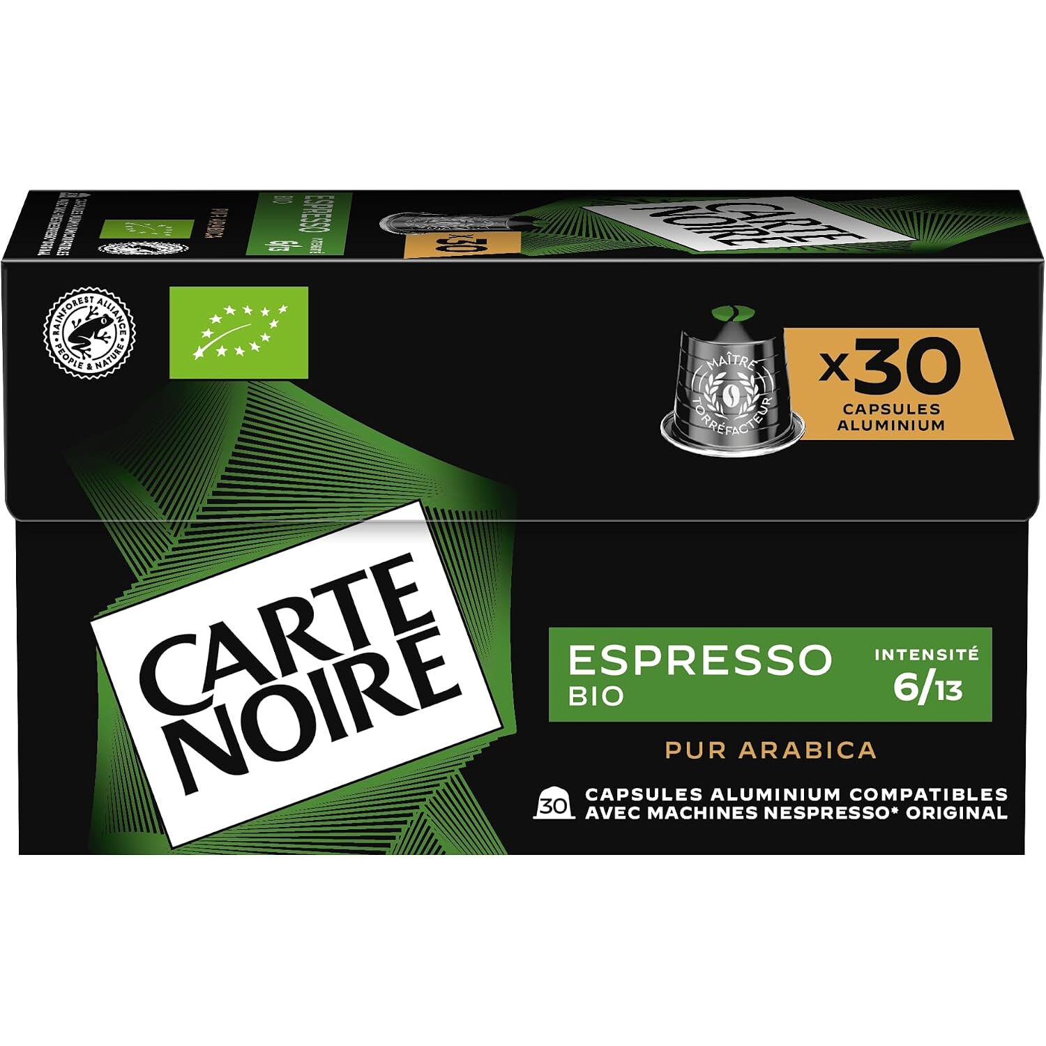 image-Café Espresso Bio n°5 x30 - Capsules compatibles Nespresso en aluminium