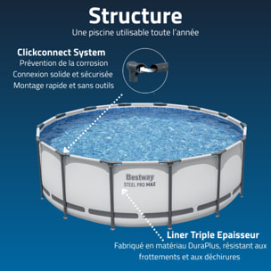 Bestway Piscine hors sol - Ronde - Steel Pro Max - 427 x 122 cm