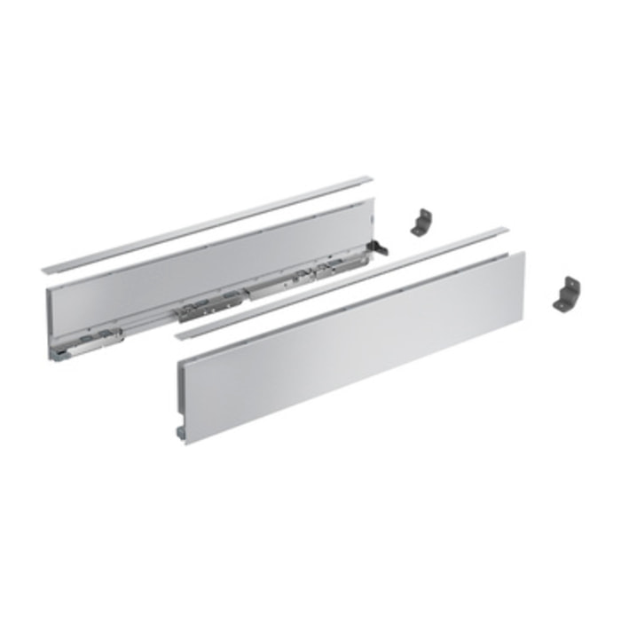 Profilé latéral de tiroir AvanTech YOU, H101mm x L500mm, argent, gauche et droite - HETTICH - 9353340