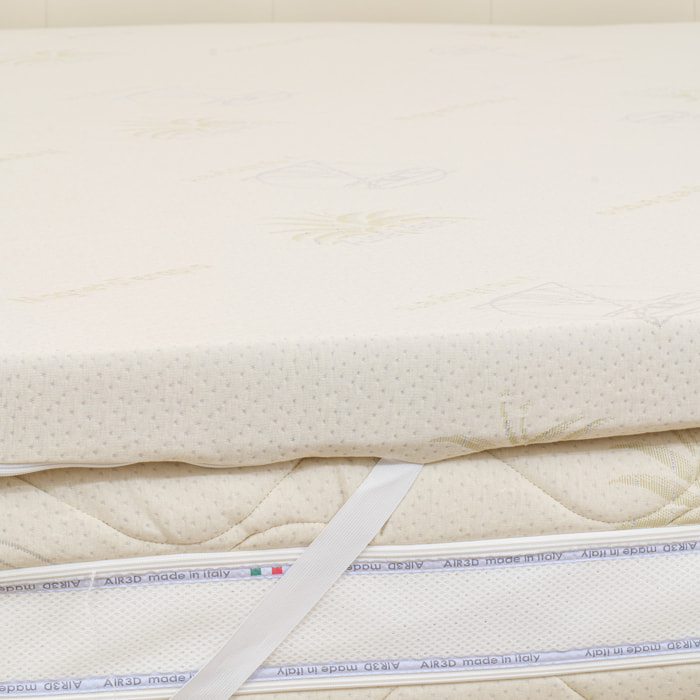 Topper memory foam alto 7 cm mod. ERGO SOFT mis. 90x190 con rivestimento Aloe Vera sfoderabile