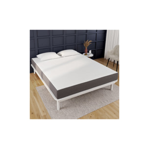 Matelas mémoire de forme - 160 cm - Dessus design blanc, coté design gris