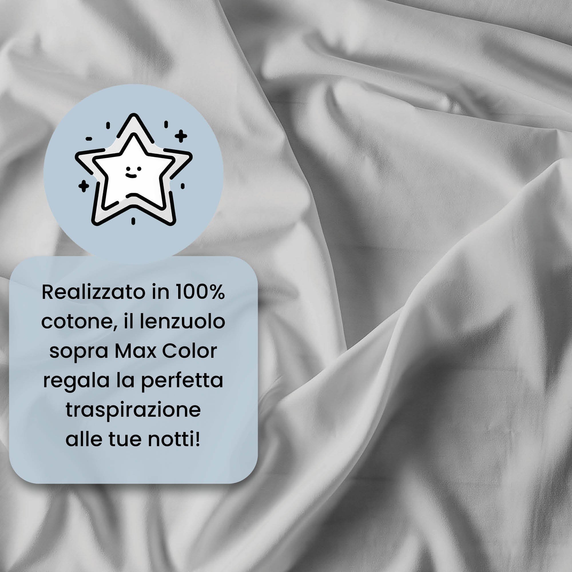 LENZUOLO SOPRA MAX COLOR, 100% Cotone, Tinta Unita, Made in Italy - GRIGIO CHIARO