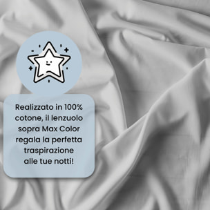 LENZUOLO SOPRA MAX COLOR, 100% Cotone, Tinta Unita, Made in Italy - GRIGIO CHIARO
