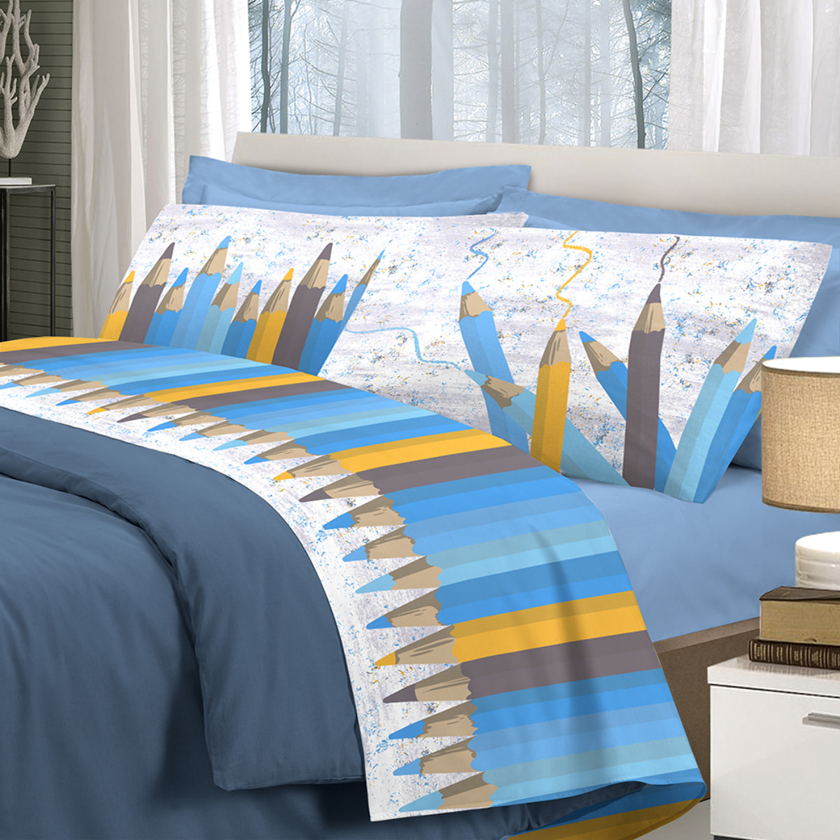 Completo letto matitoni azzurro