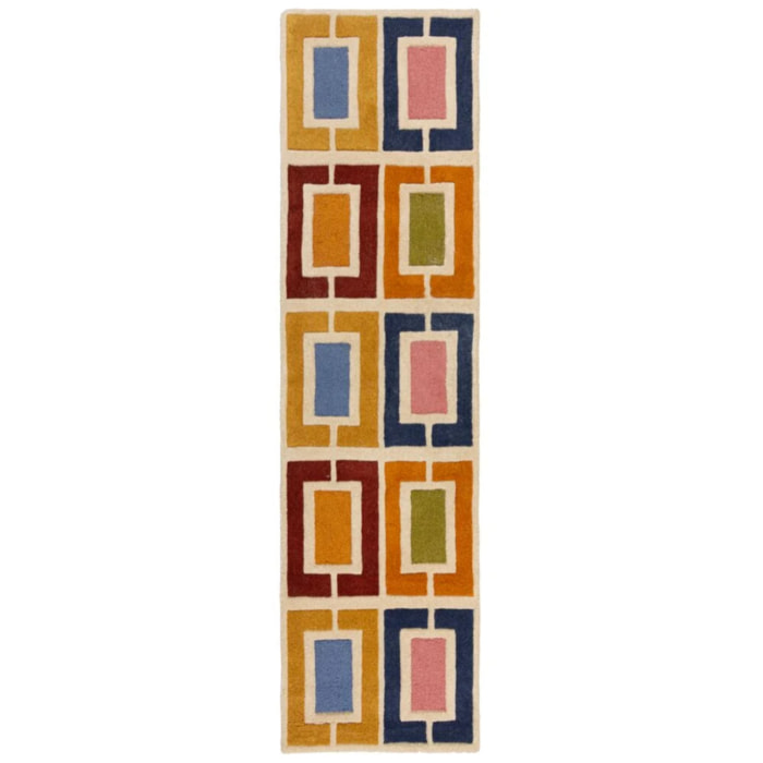 Tapis en laine de couloir BLOCKS RETRO Multicolore