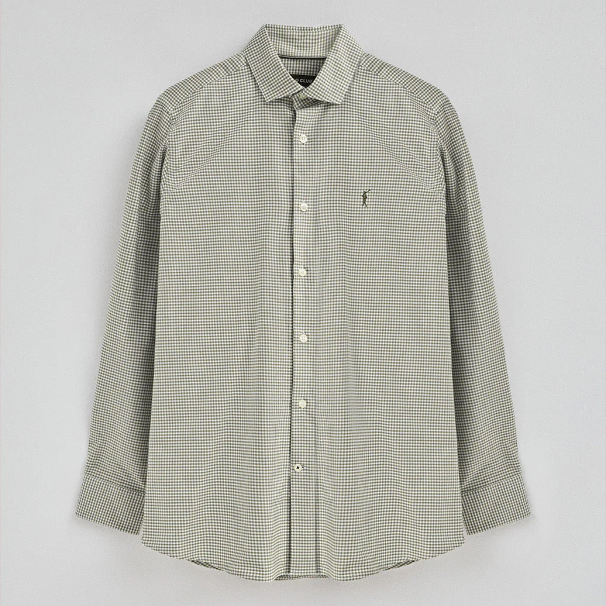 Camicia verde militare slim fit a quadri vichy con logo Rigby Go