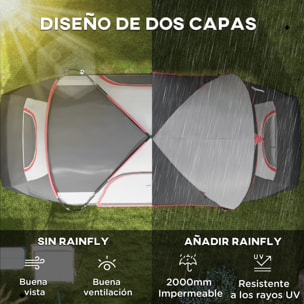 Tienda de Campaña Familiar para 6-8 Personas Tienda de Camping Plegable con 2 Habitaciones y Bolsa de Transporte Impermeable para Senderismo 450x215x180 cm Gris